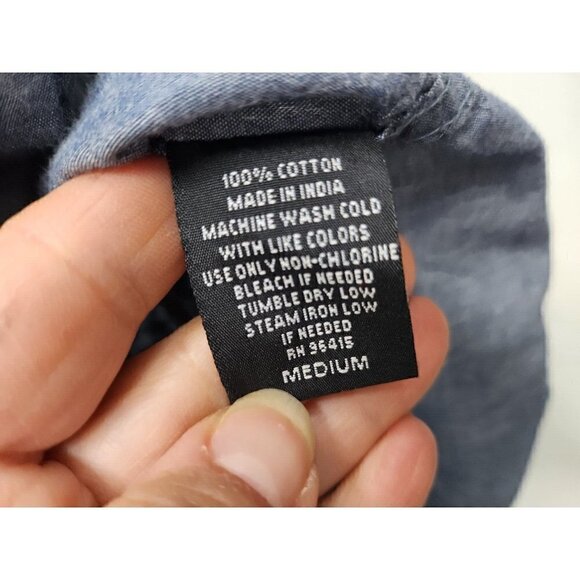 ARTISTRY In Motion Mens Shirt Medium Gray Chambray Cotton Long Sleeve Button Up - Picture 4 of 7